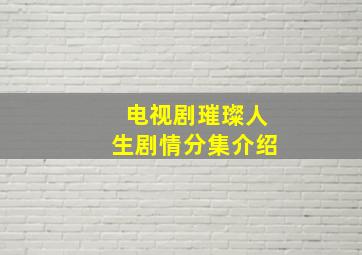 电视剧璀璨人生剧情分集介绍