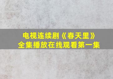 电视连续剧《春天里》全集播放在线观看第一集