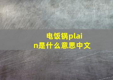 电饭锅plain是什么意思中文