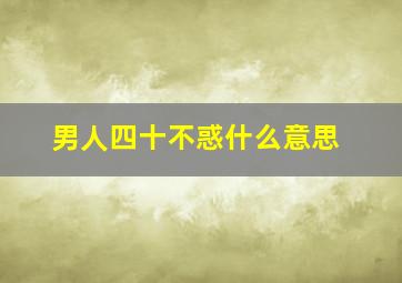 男人四十不惑什么意思