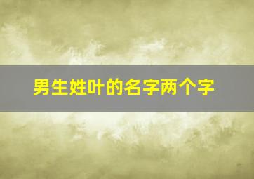 男生姓叶的名字两个字