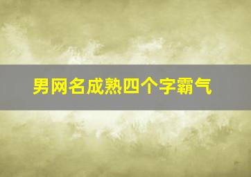 男网名成熟四个字霸气