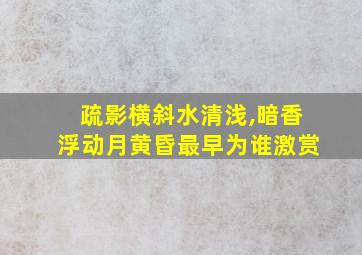 疏影横斜水清浅,暗香浮动月黄昏最早为谁激赏