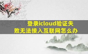 登录icloud验证失败无法接入互联网怎么办