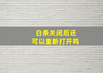 白条关闭后还可以重新打开吗