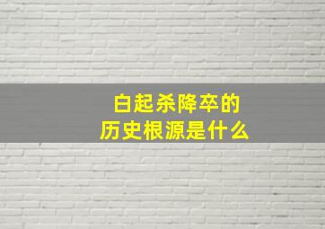 白起杀降卒的历史根源是什么