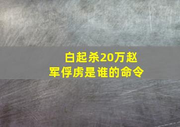 白起杀20万赵军俘虏是谁的命令