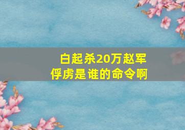 白起杀20万赵军俘虏是谁的命令啊