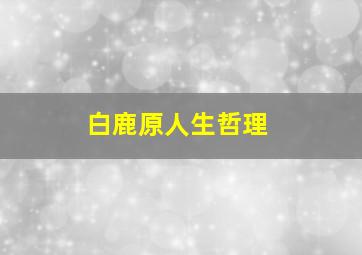 白鹿原人生哲理