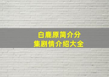 白鹿原简介分集剧情介绍大全