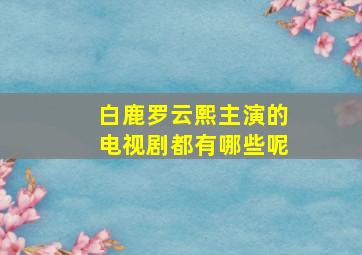 白鹿罗云熙主演的电视剧都有哪些呢