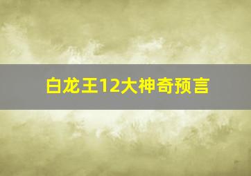 白龙王12大神奇预言