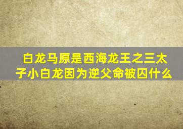 白龙马原是西海龙王之三太子小白龙因为逆父命被囚什么