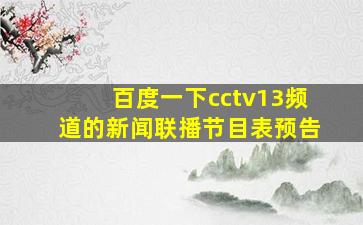 百度一下cctv13频道的新闻联播节目表预告