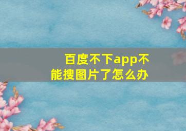 百度不下app不能搜图片了怎么办