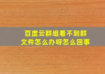 百度云群组看不到群文件怎么办呀怎么回事