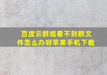 百度云群组看不到群文件怎么办呀苹果手机下载