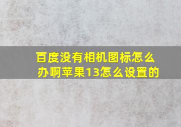 百度没有相机图标怎么办啊苹果13怎么设置的