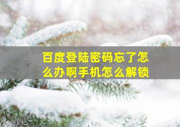 百度登陆密码忘了怎么办啊手机怎么解锁