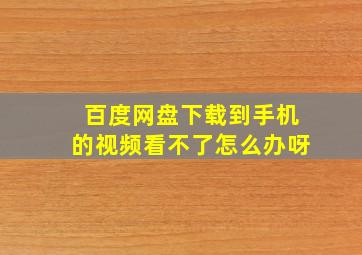 百度网盘下载到手机的视频看不了怎么办呀