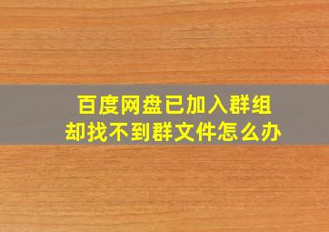 百度网盘已加入群组却找不到群文件怎么办