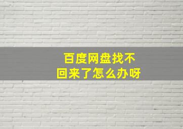 百度网盘找不回来了怎么办呀