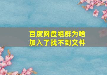 百度网盘组群为啥加入了找不到文件