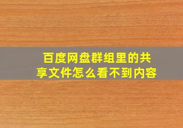 百度网盘群组里的共享文件怎么看不到内容