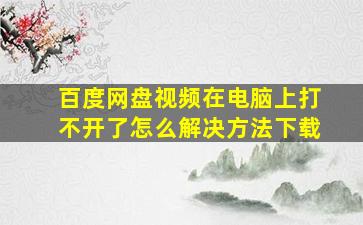 百度网盘视频在电脑上打不开了怎么解决方法下载