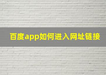 百度app如何进入网址链接