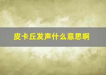 皮卡丘发声什么意思啊