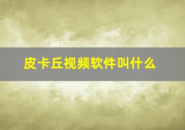 皮卡丘视频软件叫什么