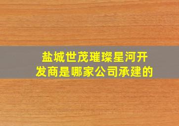 盐城世茂璀璨星河开发商是哪家公司承建的