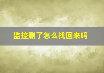 监控删了怎么找回来吗