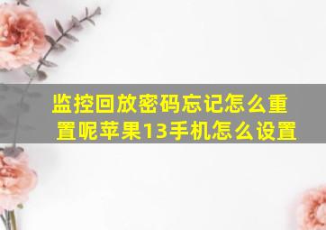 监控回放密码忘记怎么重置呢苹果13手机怎么设置