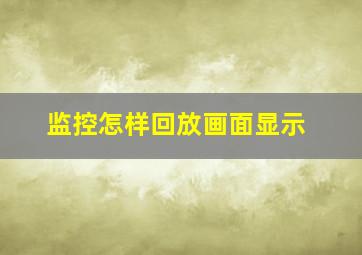 监控怎样回放画面显示