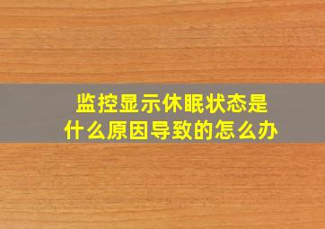 监控显示休眠状态是什么原因导致的怎么办