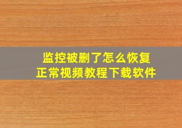 监控被删了怎么恢复正常视频教程下载软件