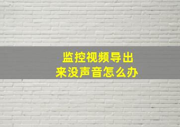 监控视频导出来没声音怎么办