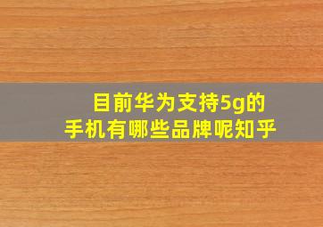 目前华为支持5g的手机有哪些品牌呢知乎