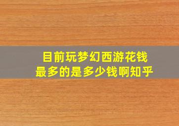 目前玩梦幻西游花钱最多的是多少钱啊知乎