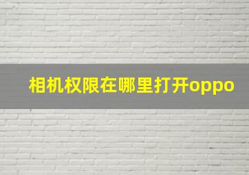 相机权限在哪里打开oppo