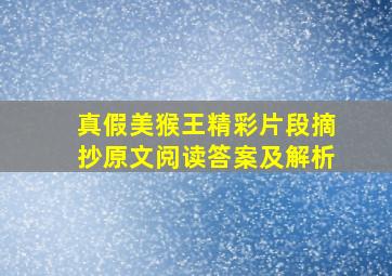 真假美猴王精彩片段摘抄原文阅读答案及解析