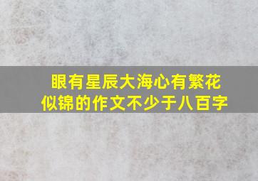 眼有星辰大海心有繁花似锦的作文不少于八百字