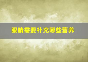 眼睛需要补充哪些营养