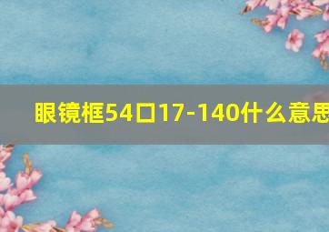 眼镜框54口17-140什么意思