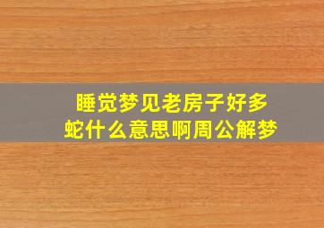 睡觉梦见老房子好多蛇什么意思啊周公解梦