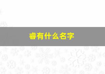 睿有什么名字