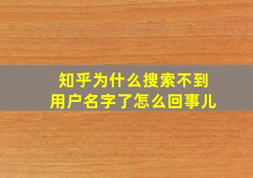 知乎为什么搜索不到用户名字了怎么回事儿