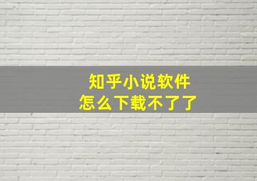 知乎小说软件怎么下载不了了